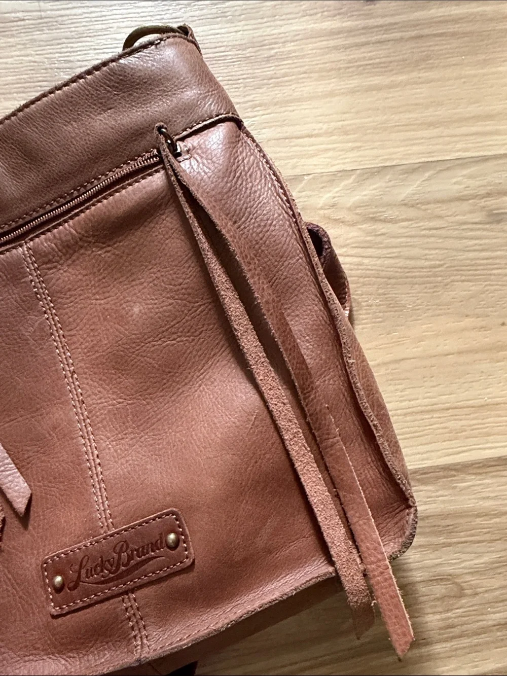 Lucky Brand Brown Leather Messenger Crossbody Bag